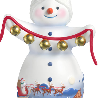 Snowtop Lodge Belle V. Holliday, porcelain, 22nd in the series — 2026 Hallmark Keepsake Christmas Ornament displaying a snowman holding gold bells.