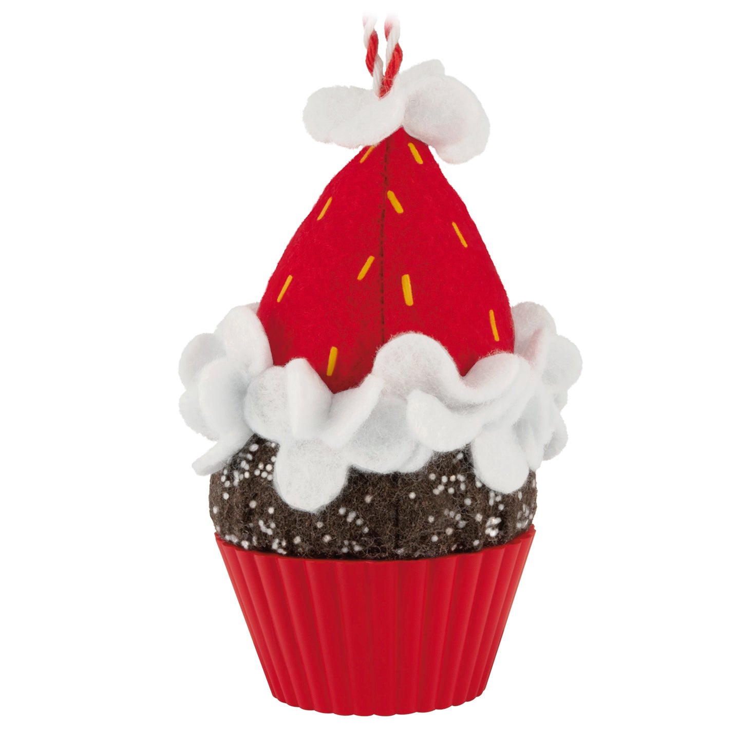 Christmas Cupcakes Ho-Ho-Holiday Sweetness, 17th in the Series — 2026 Hallmark Keepsake Christmas Ornament, faux cupcake, red hat, textured details.