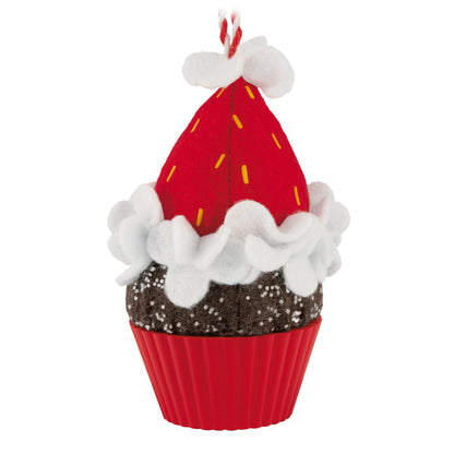 Christmas Cupcakes Ho-Ho-Holiday Sweetness, 17th in the Series — 2026 Hallmark Keepsake Christmas Ornament, faux cupcake, red hat, textured details.
