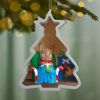 Cookie Cutter Christmas, 15th in the Series — 2026 Hallmark Keepsake Christmas Ornament, colourful mouse scene inside tree cutter, hanging from a branch.