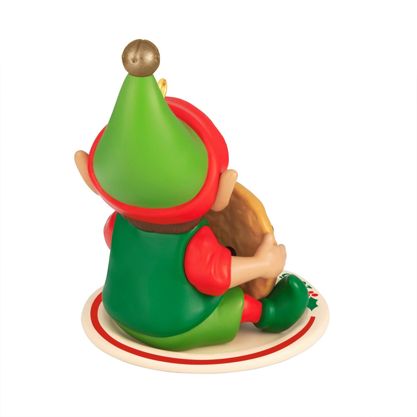 North Pole Tree Trimmers, 14th in the Series — 2026 Hallmark Keepsake Christmas Ornament, cute elf holding cookie, detailed back view