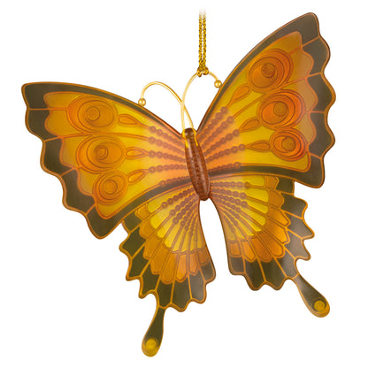 Brilliant Butterflies, 10th in the Series — 2026 Hallmark Keepsake Christmas Ornament, vibrant gold butterfly with intricate design, hanging view