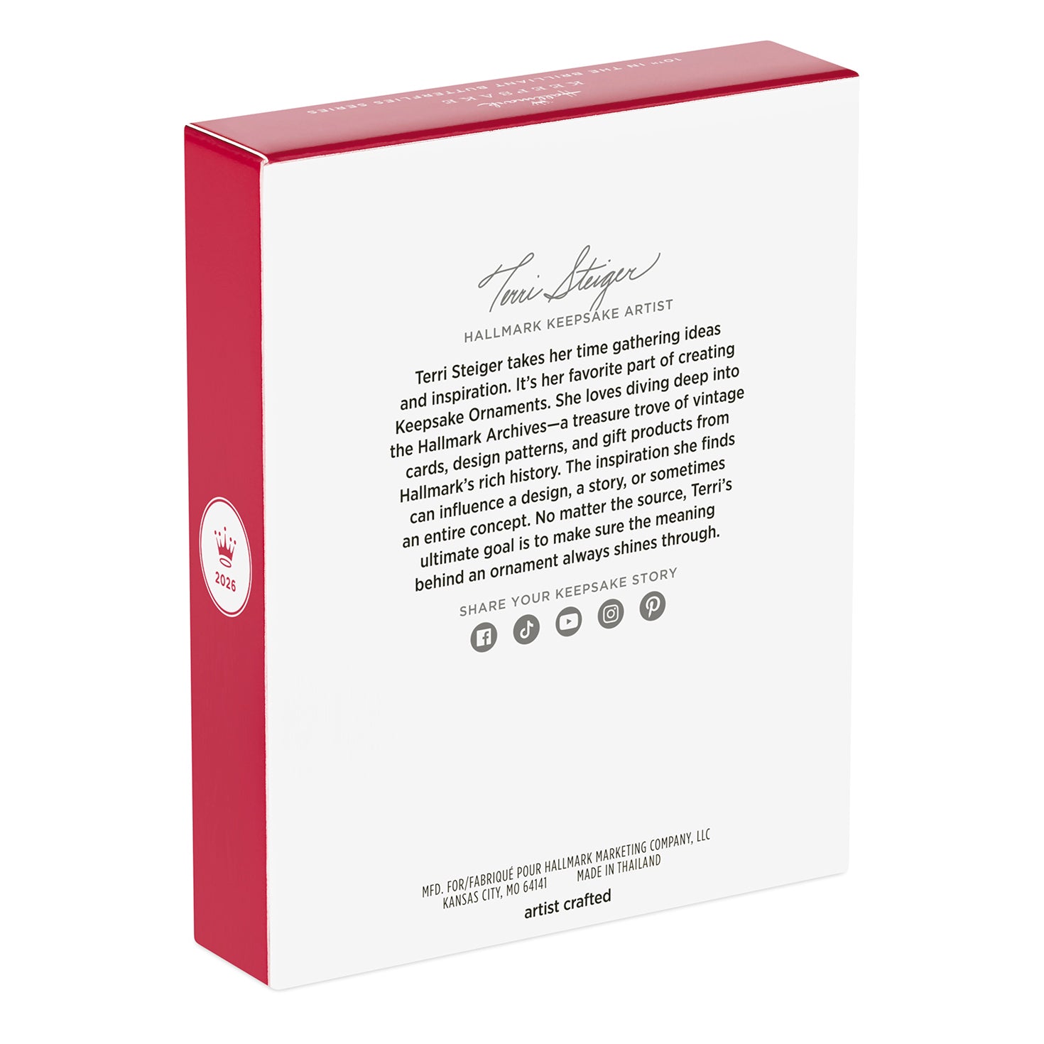 Brilliant Butterflies, 10th in the Series — 2026 Hallmark Keepsake Christmas Ornament packaging, featuring artist information and design.