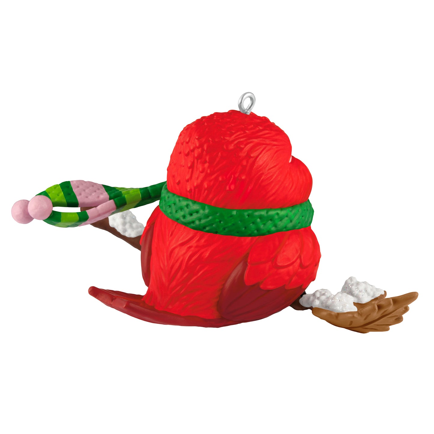 Cozy Critters, 10th in the Series — 2026 Hallmark Keepsake Christmas Ornament, vibrant red bird with green scarf, snowy branch detail.