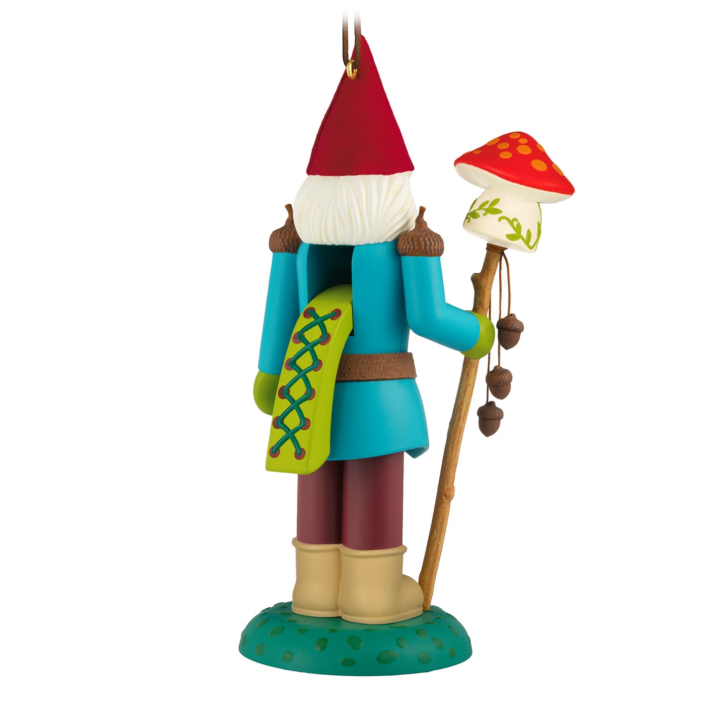 Noble Nutcrackers Lord of Gnomeshire, 8th in the Series — 2026 Hallmark Keepsake Christmas Ornament, vibrant blue coat, back view, featuring mushroom staff.