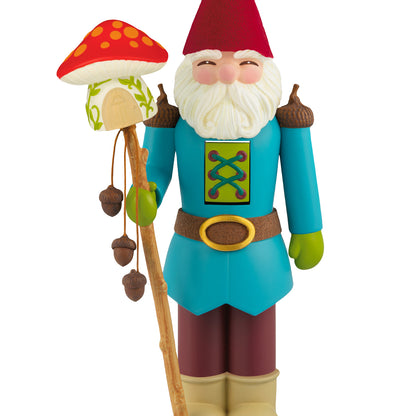 Noble Nutcrackers Lord of Gnomeshire, 8th in the Series — 2026 Hallmark Keepsake Christmas Ornament, gnome figure in vibrant blue coat, holding mushroom staff, front view