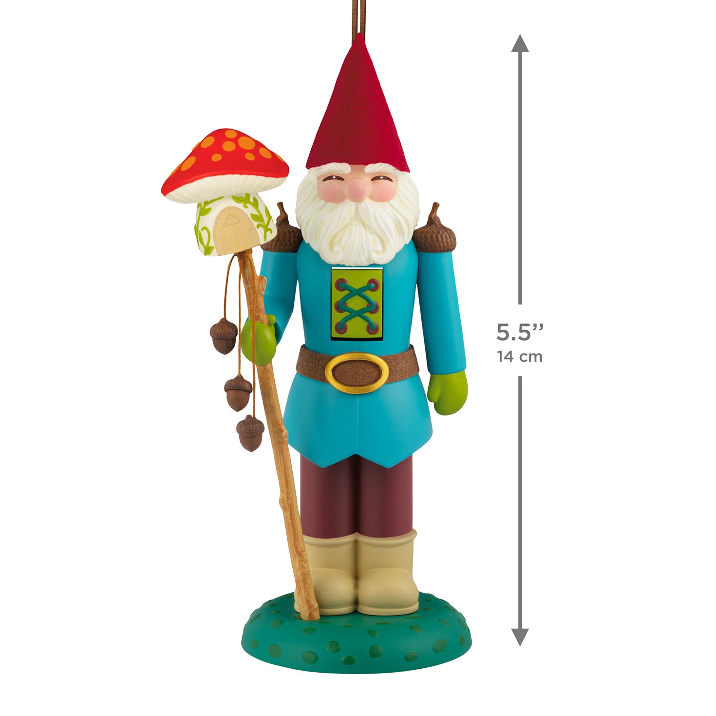 Noble Nutcrackers Lord of Gnomeshire, 8th in the Series — 2026 Hallmark Keepsake Christmas Ornament, gnome design, vibrant blue coat, 14 cm tall, with mushroom staff.