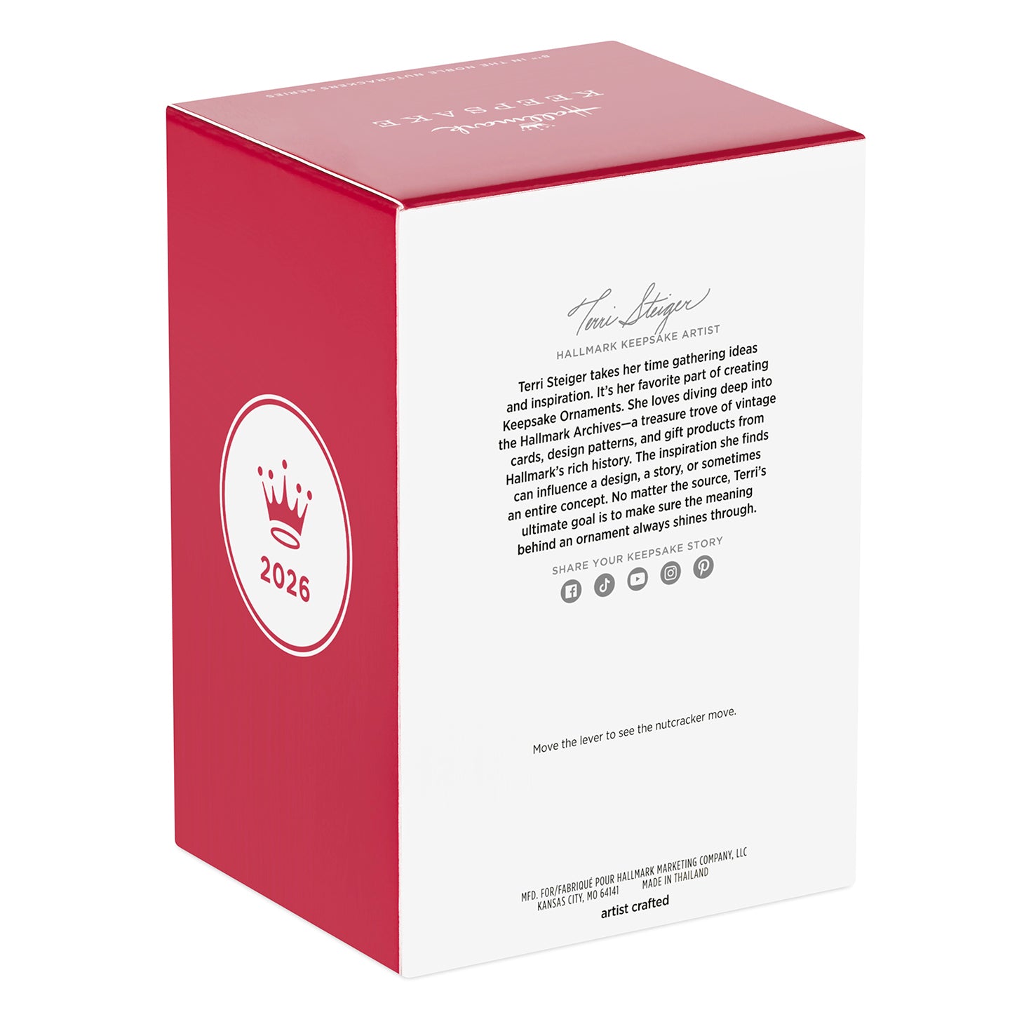 Noble Nutcrackers Lord of Gnomeshire, 8th in the Series — 2026 Hallmark Keepsake Christmas Ornament, packaging view featuring artist details.