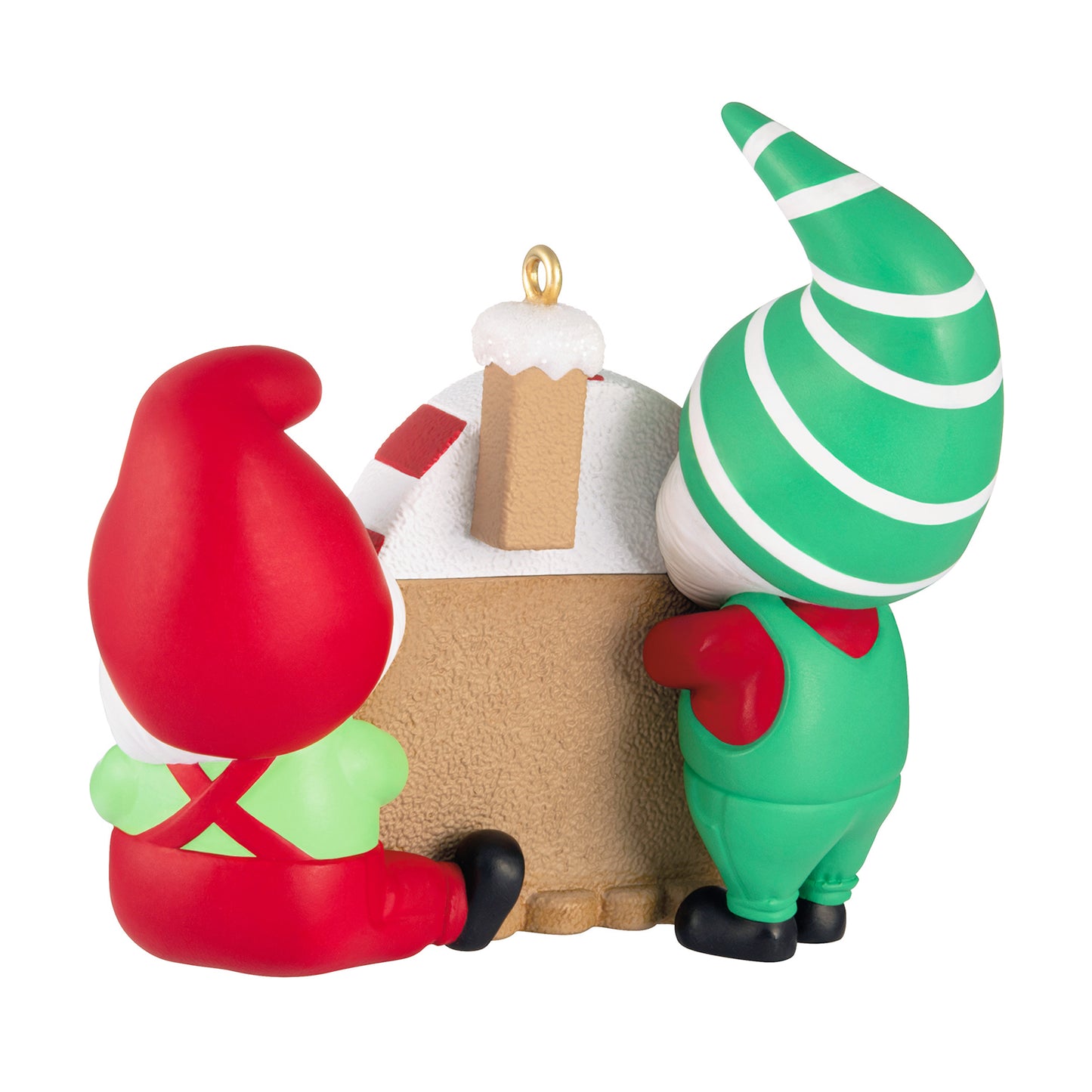 Gnome for Christmas, 6th in the Series — 2026 Hallmark Keepsake Christmas Ornament featuring gnome friends in festive hats admiring a gingerbread house.