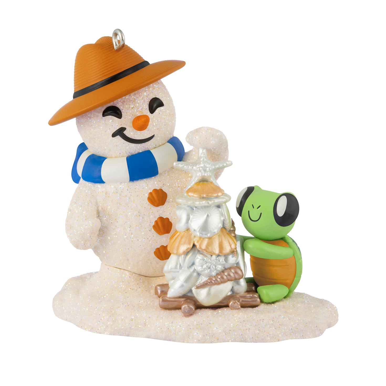 Sandal the Sandman, 5th in the Series — 2026 Hallmark Keepsake Christmas Ornament featuring a sand snowman with a Bermuda hat and sea turtle friend.