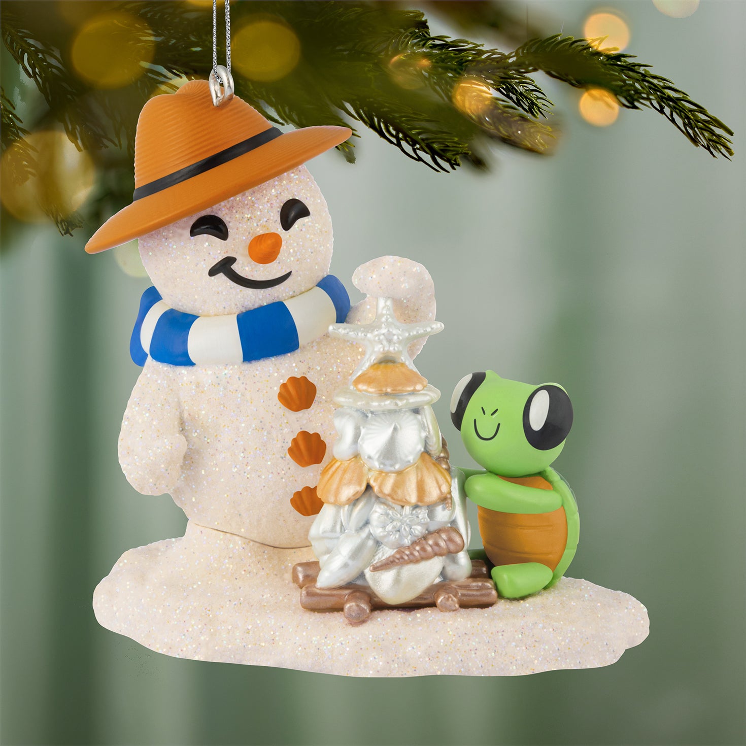 Sandal the Sandman, 5th in the Series — 2026 Hallmark Keepsake Christmas Ornament featuring a glittery snowman and turtle friend, celebrating the holidays.