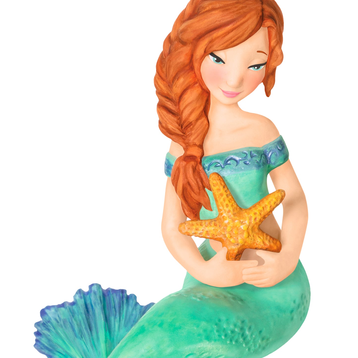 Mythical Mermaids, 4th in the Series — 2026 Hallmark Keepsake Christmas Ornament. Detailed mermaid with auburn hair and starfish.