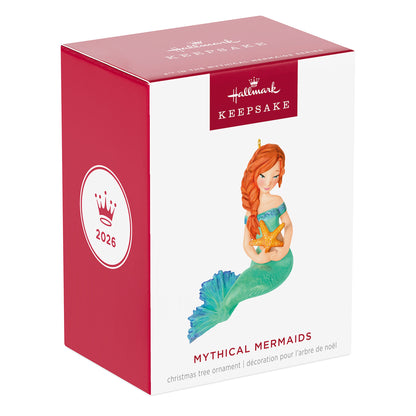 Mythical Mermaids, 4th in the Series — 2026 Hallmark Keepsake Christmas Ornament in a decorative box with vibrant colours.