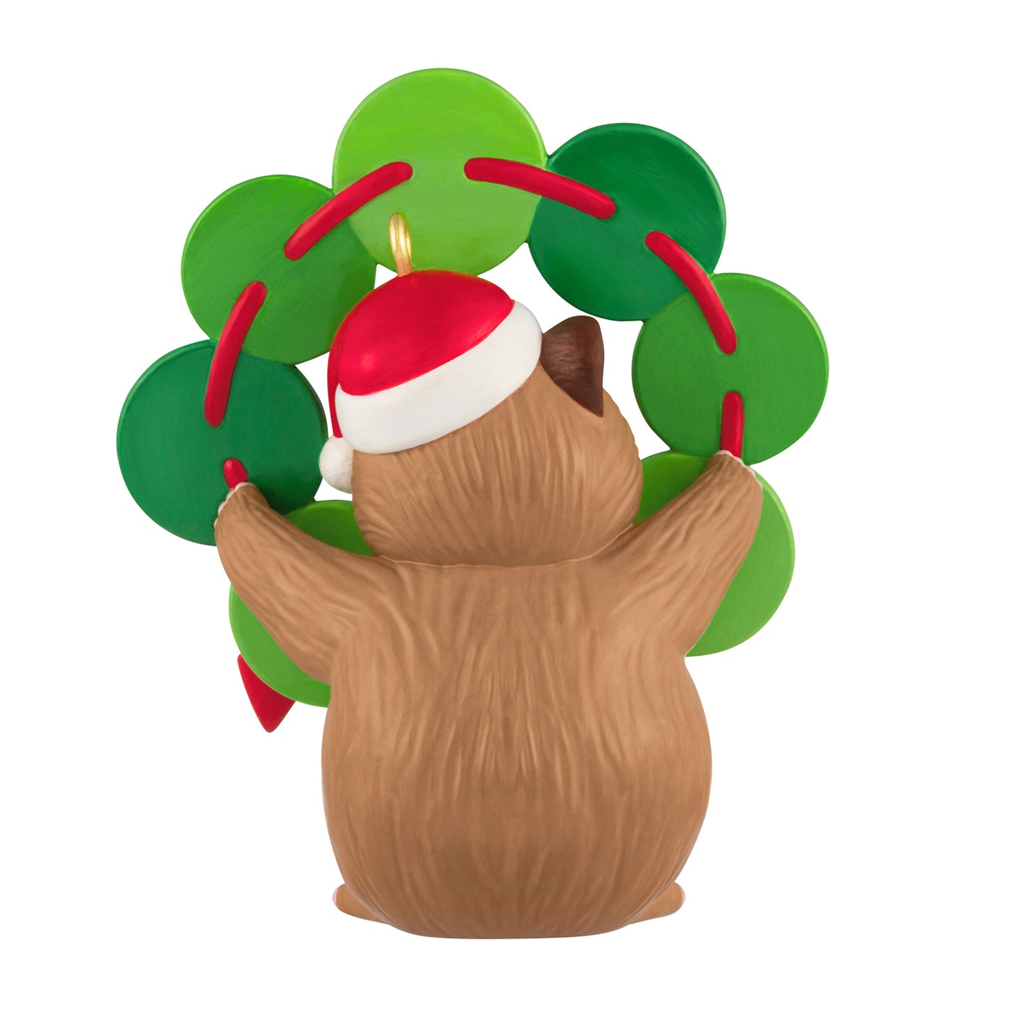 Cute as a Button, 4th in the Series — 2026 Hallmark Keepsake Christmas Ornament featuring a cheerful hamster making a button wreath, back view.