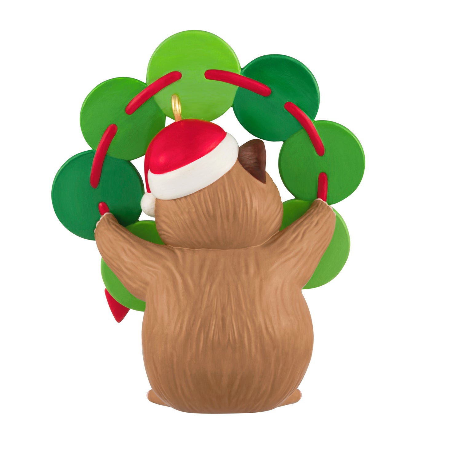Cute as a Button, 4th in the Series — 2026 Hallmark Keepsake Christmas Ornament featuring a cheerful hamster making a button wreath, back view.