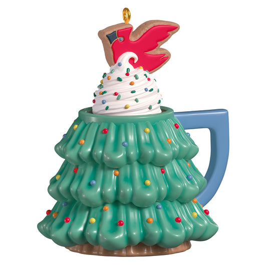 Cup of Cozy, Porcelain, 3rd in the Series — 2026 Hallmark Keepsake Christmas Ornament, festively sculpted mug shaped like a Christmas tree with sprinkles