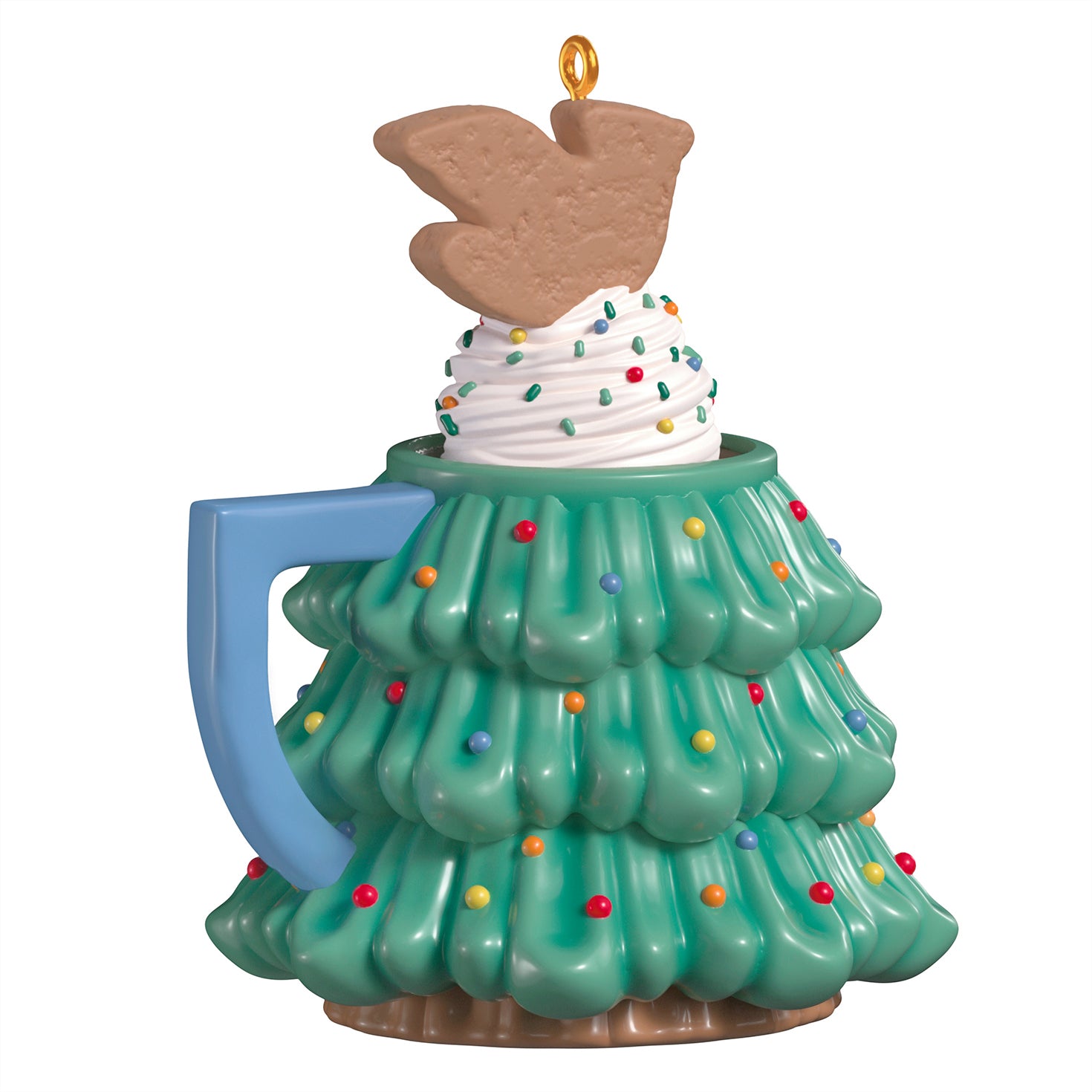 Cup of Cozy, Porcelain, 3rd in the Series — 2026 Hallmark Keepsake Christmas Ornament featuring a tree-shaped mug topped with whipped cream and a cookie.
