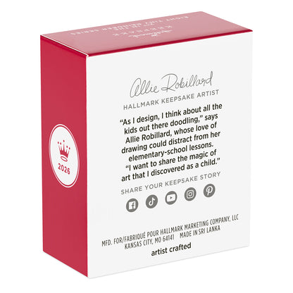 Eight Tiny Reindeer Dancer, 2nd in the Series — 2026 Hallmark Keepsake Christmas Ornament packaging featuring artist Allie Robillard's quote.