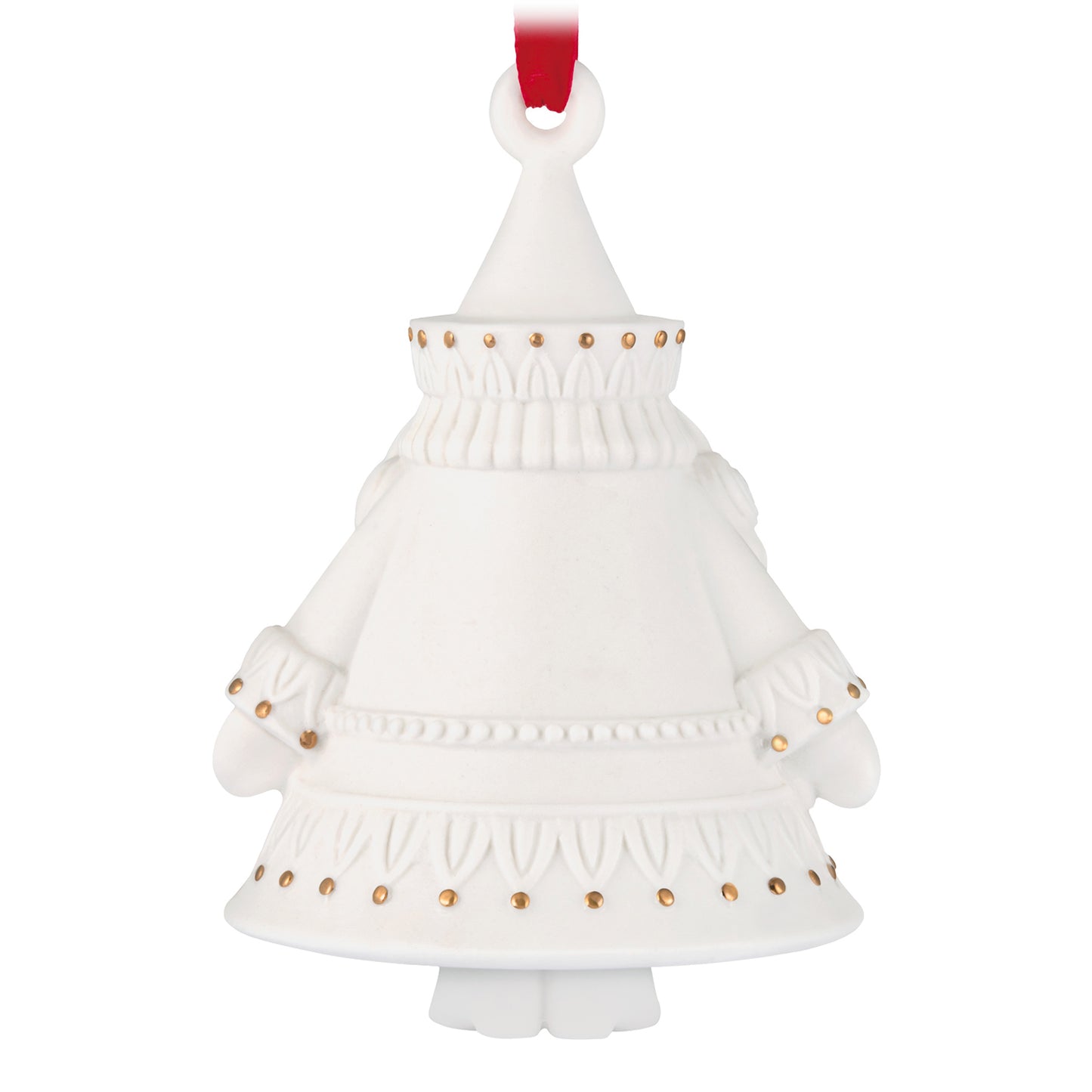 Stunning Santas, Porcelain, 1st in the Series — 2026 Hallmark Keepsake Christmas Ornament, intricately designed, white with gold accents, close-up view.