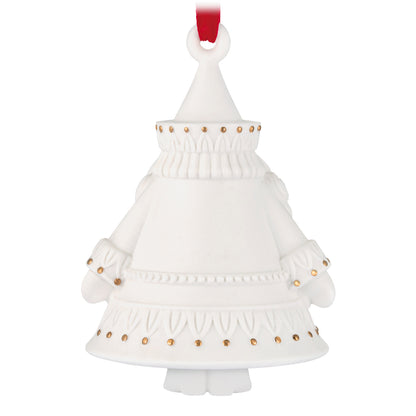 Stunning Santas, Porcelain, 1st in the Series — 2026 Hallmark Keepsake Christmas Ornament, intricately designed, white with gold accents, close-up view.