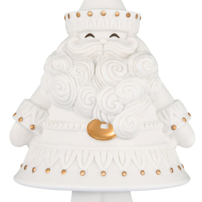 Stunning Santas, Porcelain, 1st in the Series — 2026 Hallmark Keepsake Christmas Ornament, white with gold accents, close-up view.