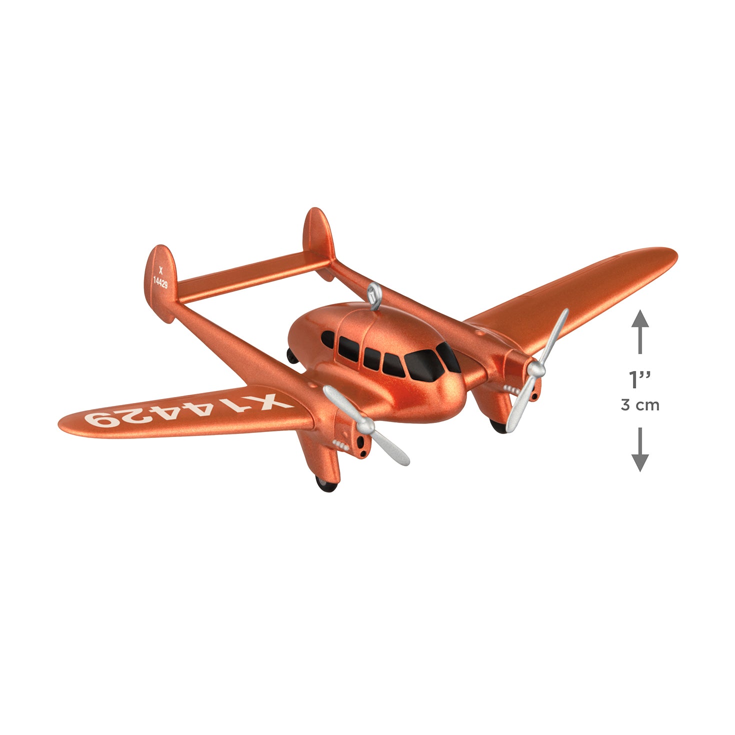 Sky's the Limit Crusader AG-4, 30th in the Series — 2026 Hallmark Keepsake Christmas Ornament in copper, displaying spinning propellers, 3 cm long.