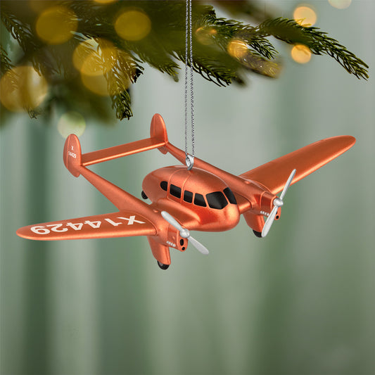 Sky's the Limit Crusader AG-4, 30th in the Series — 2026 Hallmark Keepsake Christmas Ornament, copper-coloured model airplane, detailed propellers, festive hanging display.