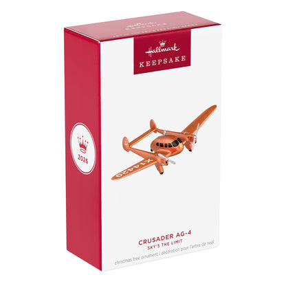 Sky's the Limit Crusader AG-4, 30th in the Series — 2026 Hallmark Keepsake Christmas Ornament packaging, featuring a copper-coloured plane design.