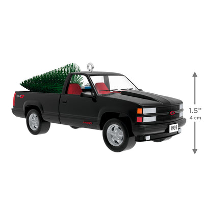 All-American Trucks 1993 Chevrolet® 454 SS 2026, metal, black with red interior and bottlebrush tree, side view