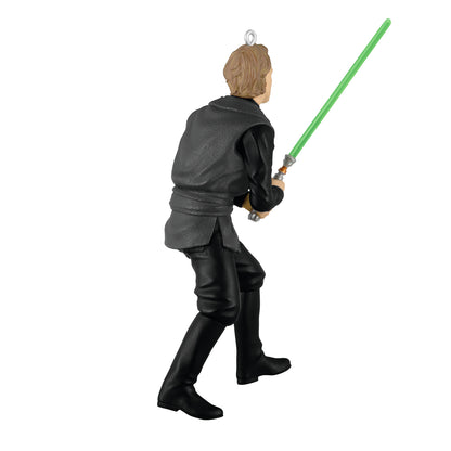 Star Wars™: Return of the Jedi Jedi Knight™ Luke Skywalker™ — 2026 Hallmark Keepsake Christmas Ornament, view from behind, green lightsaber.