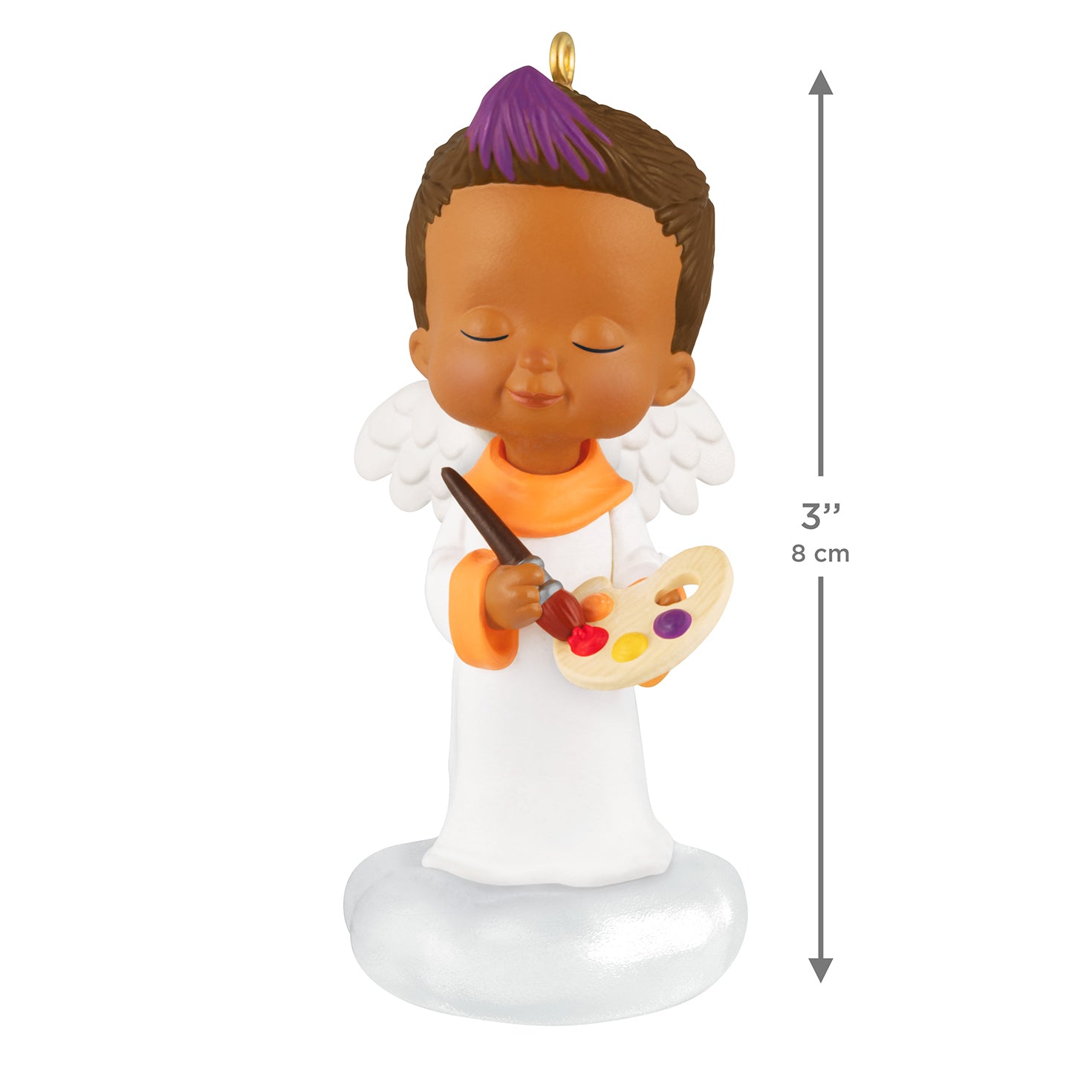 Mary's Angels Lupine, 39th in the Series — 2026 Hallmark Keepsake Christmas Ornament, 8 cm angel with paint palette on puffy cloud.