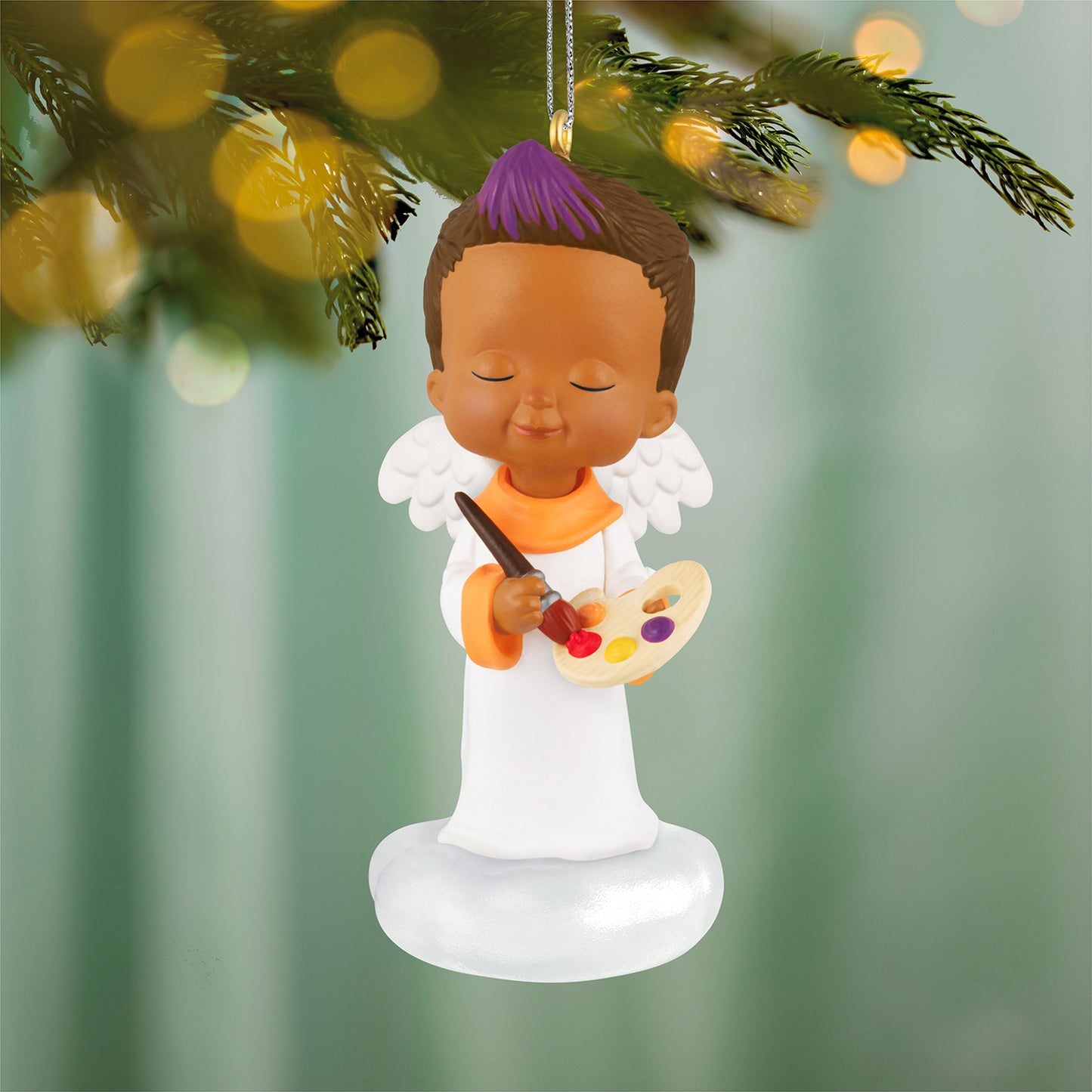 Mary's Angels Lupine, 39th in the Series — 2026 Hallmark Keepsake Christmas Ornament, showing a smiling angel with a palette on a cloud.