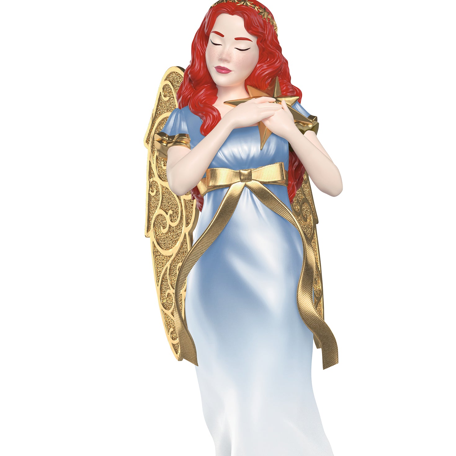 Christmas Angels Guidance, 9th in the Series — 2026 Hallmark Keepsake Christmas Ornament with ornate gold wings and a pale blue gown.
