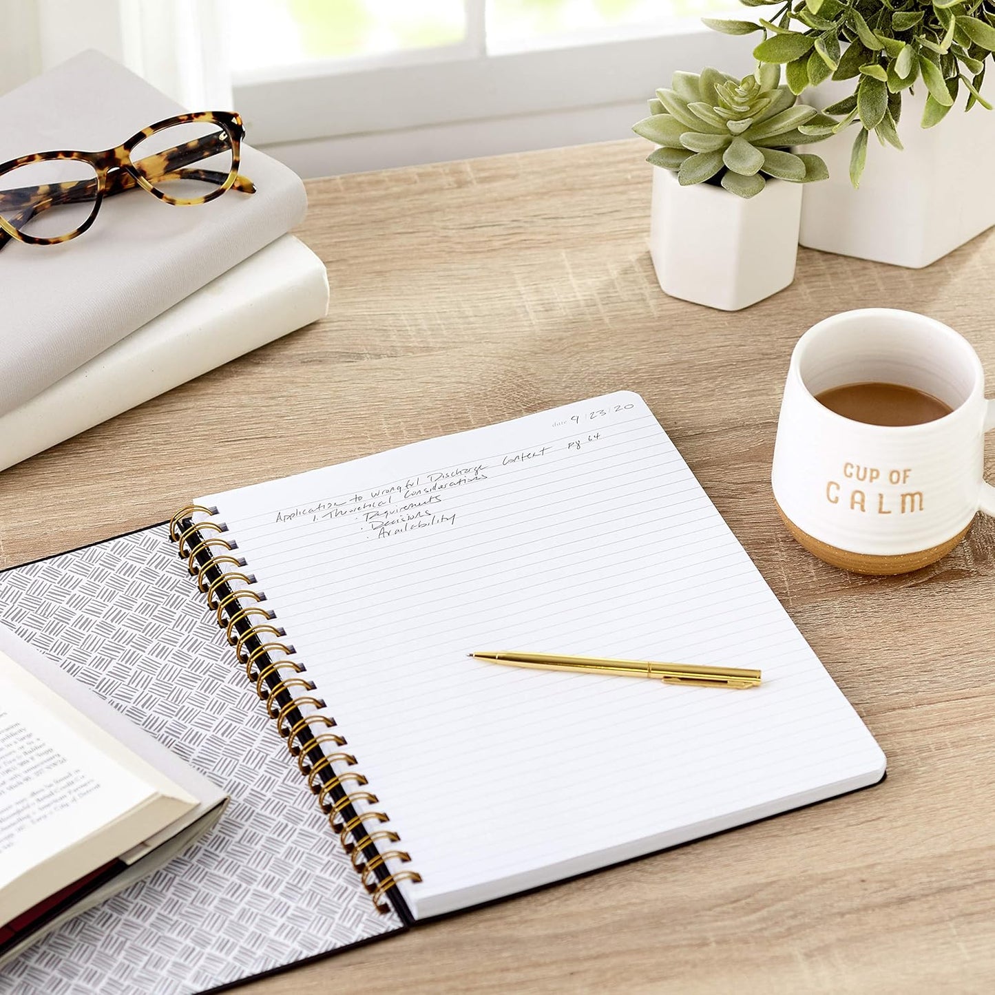 Hallmark Spiral Notebook (Black and Gold Ruled Journal)