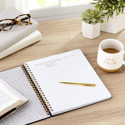 Hallmark Spiral Notebook (Black and Gold Ruled Journal)