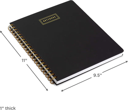 Hallmark Spiral Notebook (Black and Gold Ruled Journal)