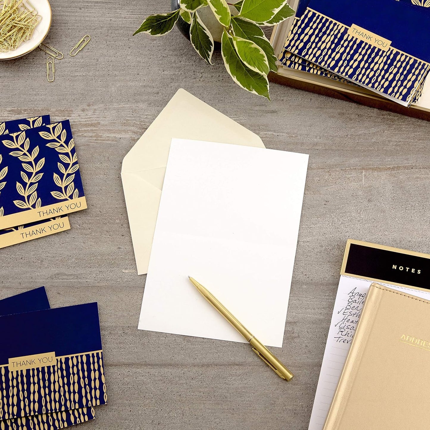 Hallmark Thank You Cards Assortment, Navy and Gold (50 Thank You Notes with Envelopes for Wedding, Bridal Shower, Baby Shower, Business, Graduation)