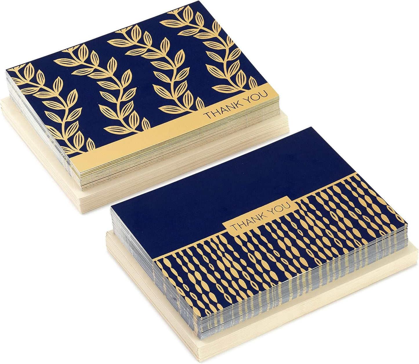 Hallmark Thank You Cards Assortment, Navy and Gold (50 Thank You Notes with Envelopes for Wedding, Bridal Shower, Baby Shower, Business, Graduation)