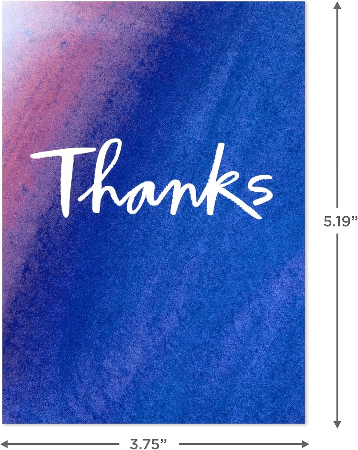 Hallmark Thank You Cards Assortment, Watercolor Thanks featuring a blue and purple watercolour design with a handwritten 'Thanks' message.