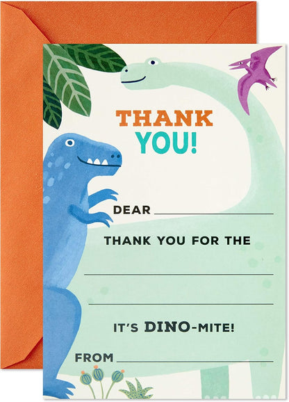 Hallmark Kids Fill in The Blank Thank You Cards, Dinosaurs (20 Cards with Envelopes)