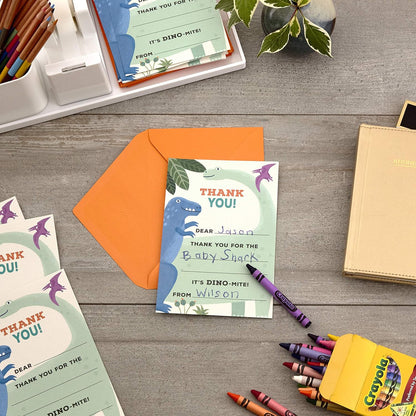 Hallmark Kids Fill in The Blank Thank You Cards, Dinosaurs (20 Cards with Envelopes)