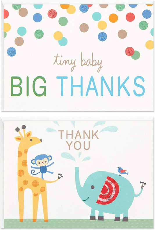 Hallmark Baby Shower Thank You Cards Assortment, Zoo Animals (50 Cards with Envelopes for Baby Boy or Baby Girl)