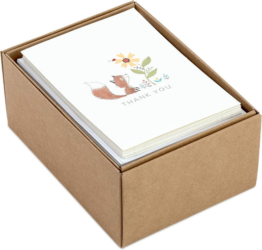 Hallmark Baby Shower Thank You Cards Assortment, Woodland Animals (48 Cards with Envelopes for Baby Boy or Baby Girl) Deer, Owl, Bear, Fox