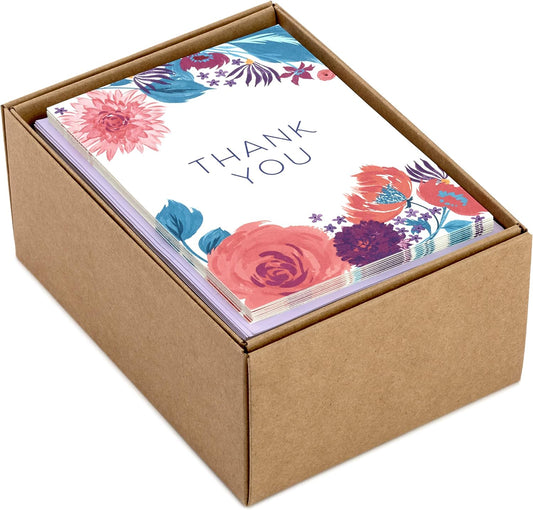 Hallmark Thank You Cards Assortment, Painted Flowers (48 Cards with Envelopes for Baby Showers, Wedding, Bridal Showers, All Occasion)