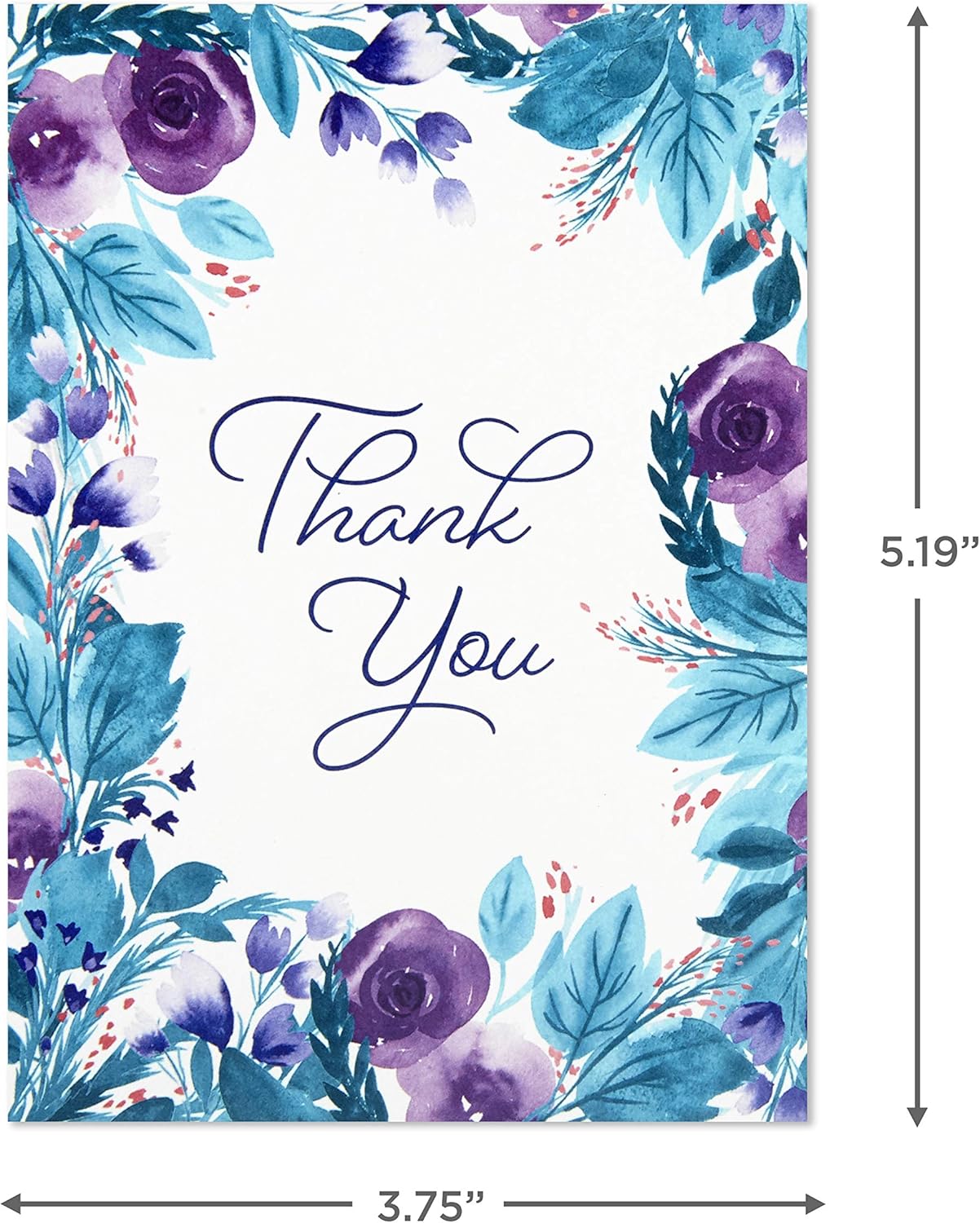 Hallmark Thank You Cards Assortment, Painted Flowers (48 Cards with Envelopes for Baby Showers, Wedding, Bridal Showers, All Occasion)