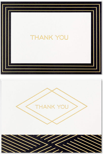 Hallmark Thank You Cards Assortment, Black and Gold Foil (50 Thank You Notes with Envelopes for Weddings, Interviews, and More)