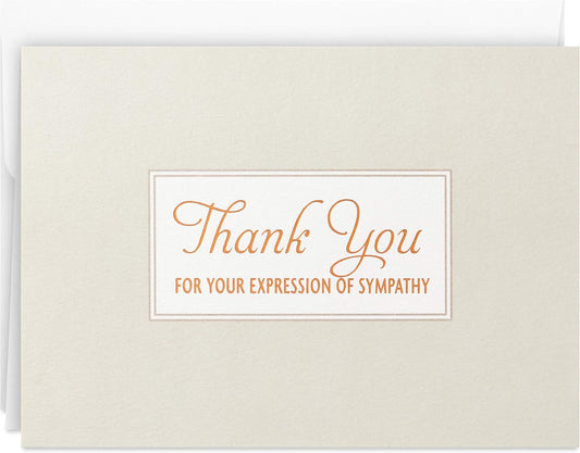 Hallmark Funeral Thank You Cards, Copper Foil (20 Thank You for Your Sympathy Cards with Envelopes)