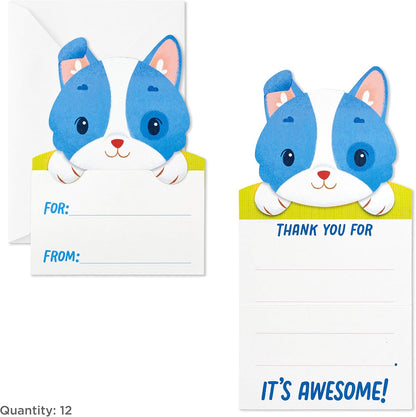 Hallmark Kids Fill in The Blank Thank You Cards Assortment, Dogs and Cats (24 Thank You Notes and 40 Stickers)