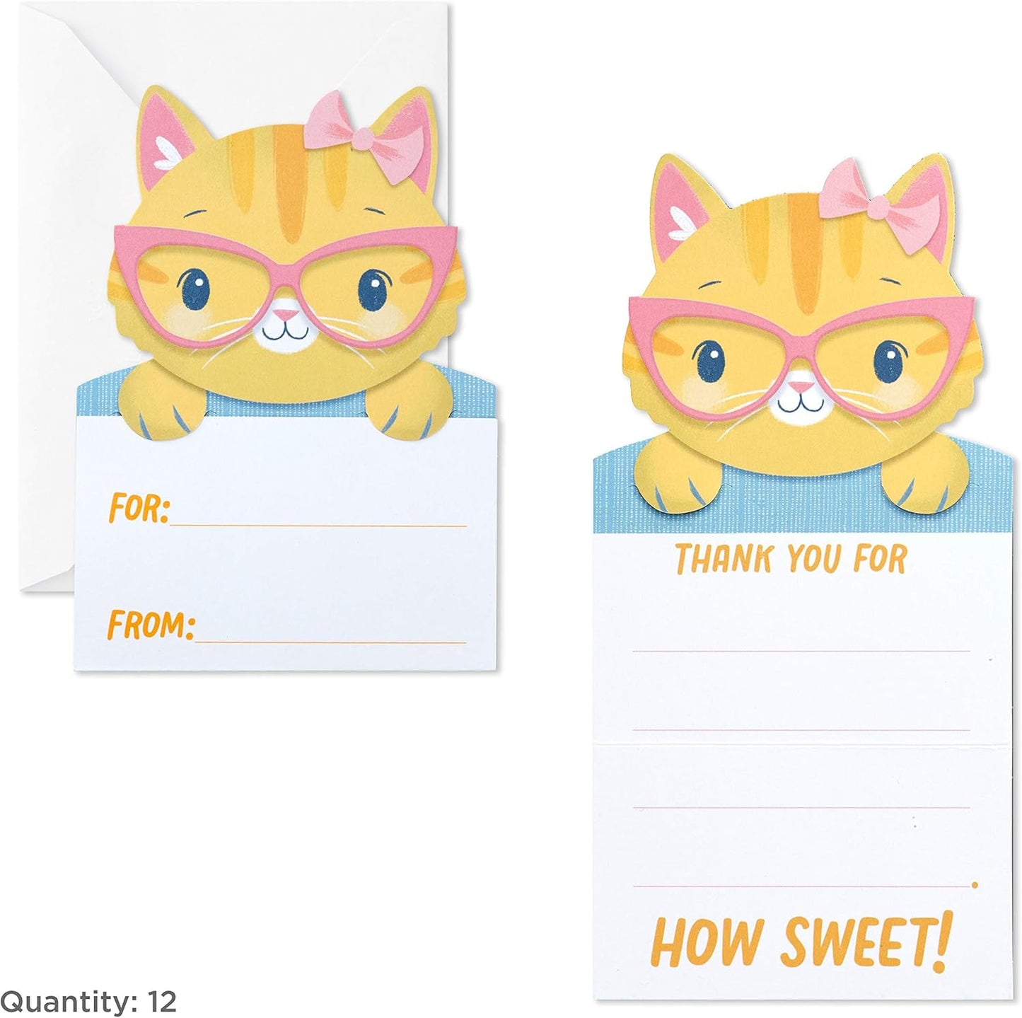 Hallmark Kids Fill in The Blank Thank You Cards Assortment, Dogs and Cats (24 Thank You Notes and 40 Stickers)