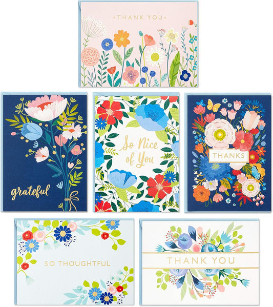 Hallmark Thank You Cards Assortment, Folk Art Flowers (36 Thank You Notes with Envelopes)